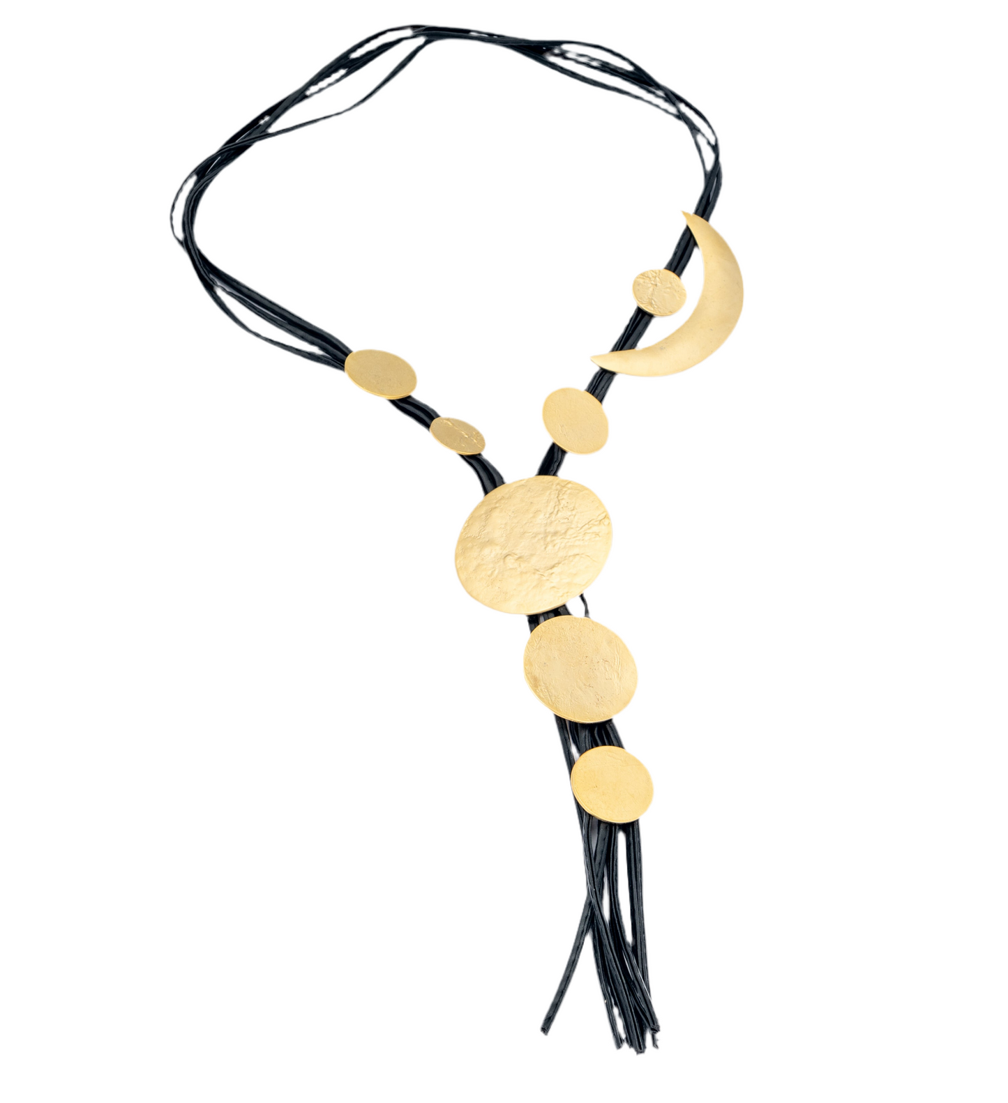 Gold Plated Leather Moon Necklace