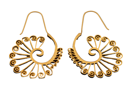 Gold Plated Round 'Peacock' Earrings