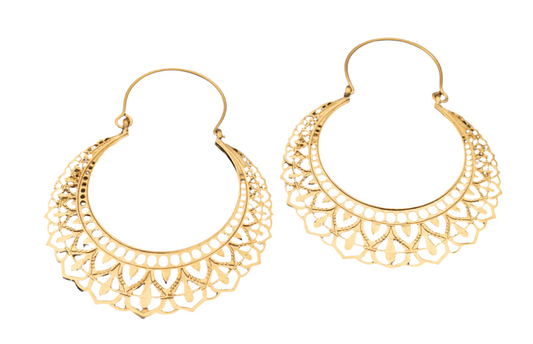 Gold Plated Round 'Lattice' Earrings