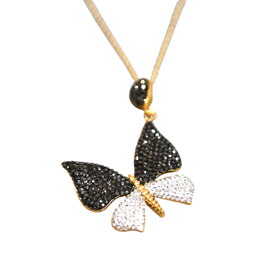 Black & White Zirconia Butterfly Necklace