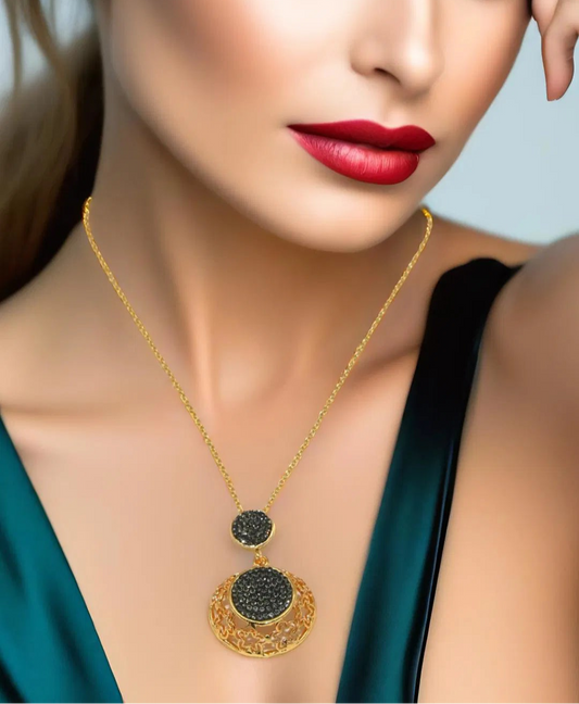 Gold Plated Grey Zirconia Necklace