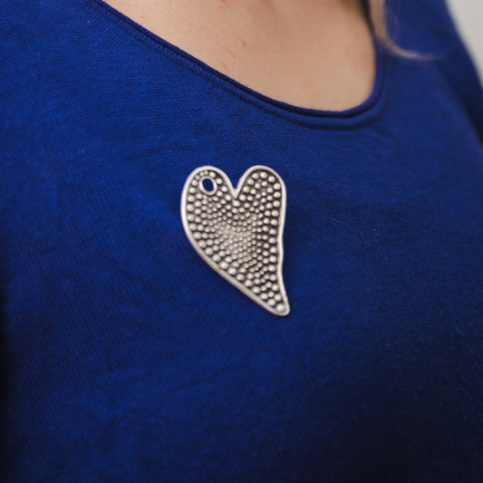 Silver Plated Heart Brooch