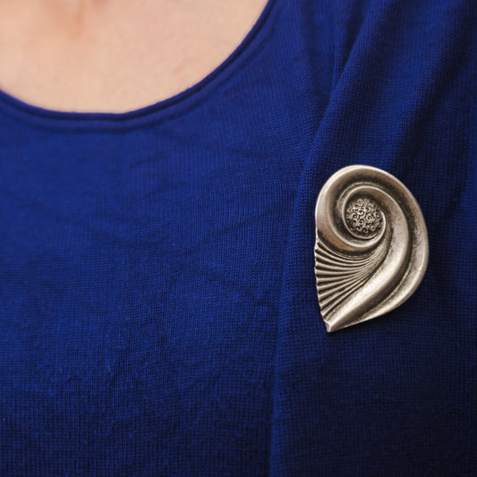 Silver Plated Shell Brooch