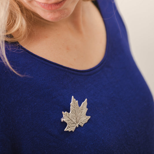 Silver Plated Sycamore Leaf Brooch