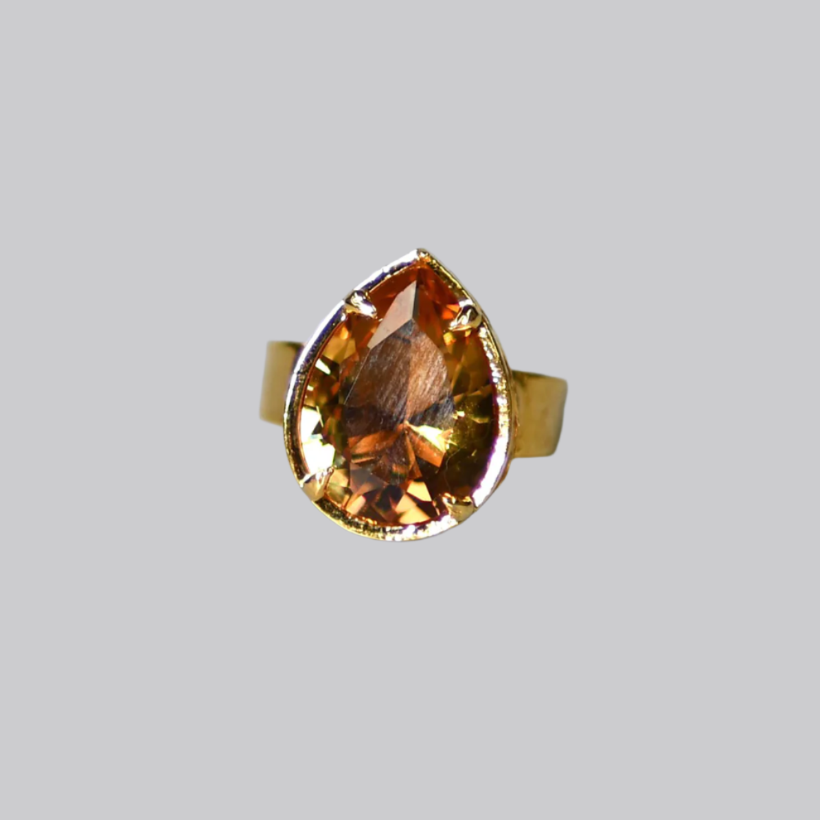 Gold Plated Natural Stone Zultanite Teardrop Ring