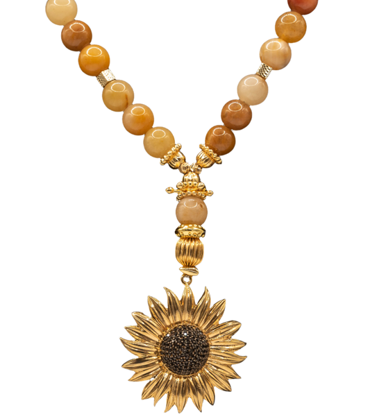 Sunflower - Champagne Natural Stone Bead Necklace